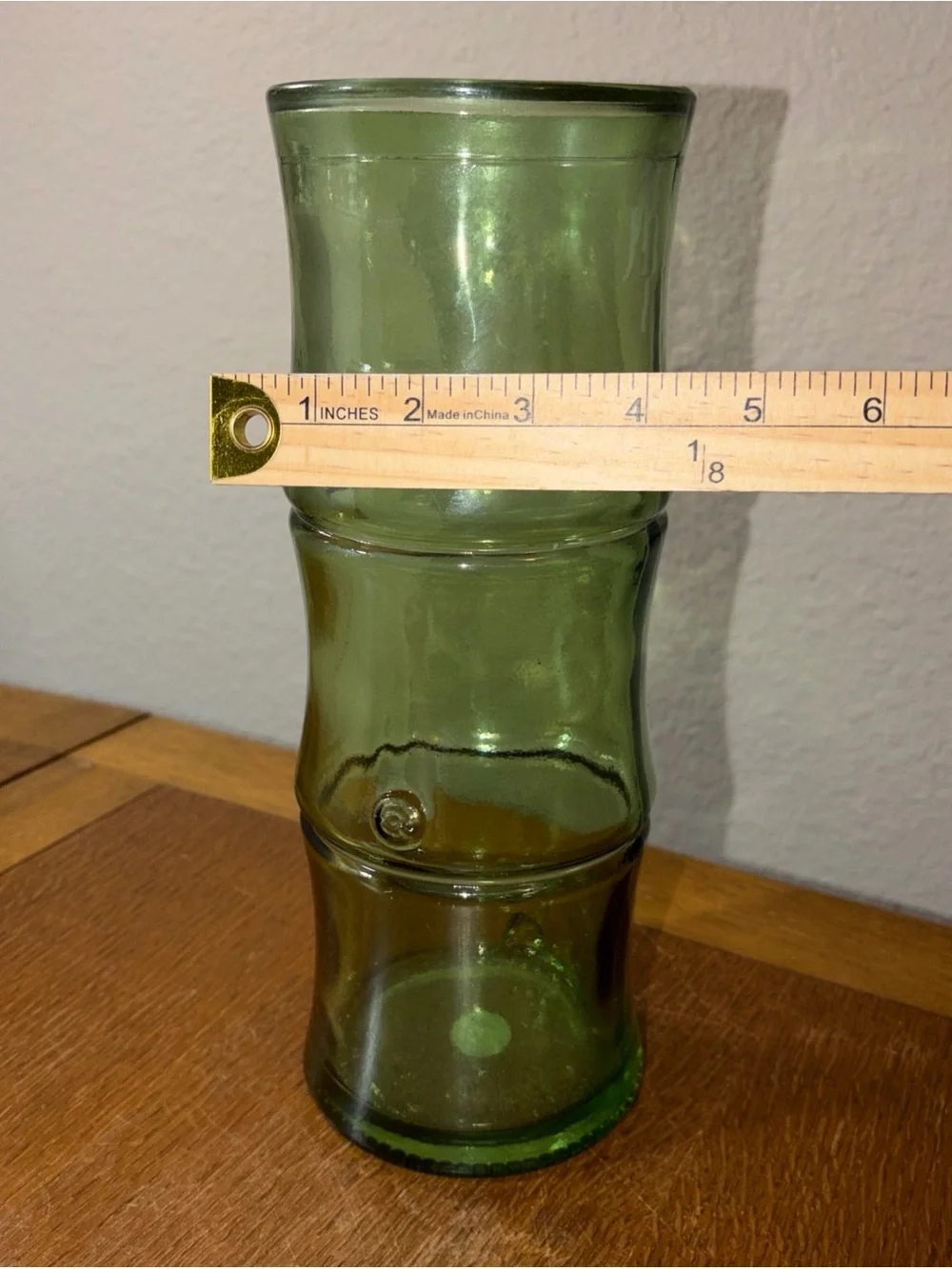 Vidrios San Miguel- Green Recycled Glass Vase Bamboo Pattern